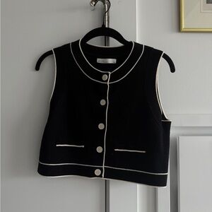 Oak + Fort Black Sleeveless Knit Vest